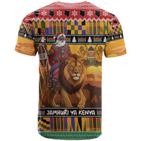 Kenya Safari Christmas T Shirt Black Santa Riding Lion - Heri ya Krismasi - Wonder Print Shop