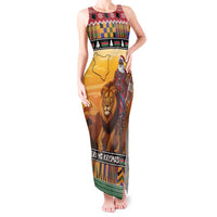 Kenya Safari Christmas Tank Maxi Dress Black Santa Riding Lion - Heri ya Krismasi - Wonder Print Shop