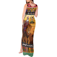 Kenya Safari Christmas Tank Maxi Dress Black Santa Riding Lion - Heri ya Krismasi - Wonder Print Shop