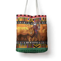Kenya Safari Christmas Tote Bag Black Santa Riding Lion - Heri ya Krismasi - Wonder Print Shop