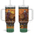 Kenya Safari Christmas Tumbler With Handle Black Santa Riding Lion - Heri ya Krismasi - Wonder Print Shop