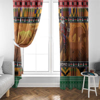 Kenya Safari Christmas Window Curtain Black Santa Riding Lion - Heri ya Krismasi - Wonder Print Shop
