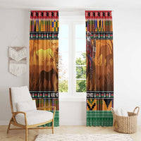 Kenya Safari Christmas Window Curtain Black Santa Riding Lion - Heri ya Krismasi - Wonder Print Shop