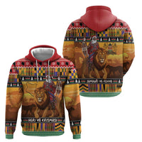 Kenya Safari Christmas Zip Hoodie Black Santa Riding Lion - Heri ya Krismasi - Wonder Print Shop