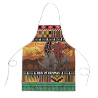 Kenya Safari Christmas Apron Black Santa Riding Rhinoceros - Heri ya Krismasi - Wonder Print Shop