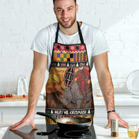Kenya Safari Christmas Apron Black Santa Riding Rhinoceros - Heri ya Krismasi - Wonder Print Shop