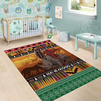 Kenya Safari Christmas Area Rug Black Santa Riding Rhinoceros - Heri ya Krismasi - Wonder Print Shop