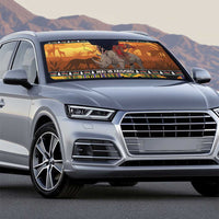 Kenya Safari Christmas Auto Sun Shade Black Santa Riding Rhinoceros - Heri ya Krismasi - Wonder Print Shop