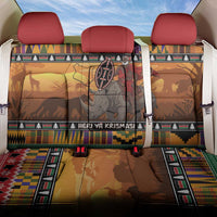 Kenya Safari Christmas Back Car Seat Cover Black Santa Riding Rhinoceros - Heri ya Krismasi - Wonder Print Shop