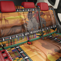 Kenya Safari Christmas Back Car Seat Cover Black Santa Riding Rhinoceros - Heri ya Krismasi - Wonder Print Shop