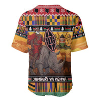 Kenya Safari Christmas Baseball Jersey Black Santa Riding Rhinoceros - Heri ya Krismasi - Wonder Print Shop