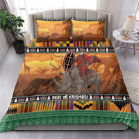 Kenya Safari Christmas Bedding Set Black Santa Riding Rhinoceros - Heri ya Krismasi - Wonder Print Shop