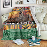 Kenya Safari Christmas Blanket Black Santa Riding Rhinoceros - Heri ya Krismasi - Wonder Print Shop