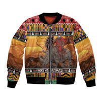 Kenya Safari Christmas Bomber Jacket Black Santa Riding Rhinoceros - Heri ya Krismasi - Wonder Print Shop