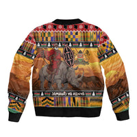 Kenya Safari Christmas Bomber Jacket Black Santa Riding Rhinoceros - Heri ya Krismasi - Wonder Print Shop