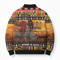Kenya Safari Christmas Bomber Puffer Jacket Black Santa Riding Rhinoceros - Heri ya Krismasi - Wonder Print Shop