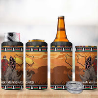 Kenya Safari Christmas 4 in 1 Can Cooler Tumbler Black Santa Riding Rhinoceros - Heri ya Krismasi - Wonder Print Shop