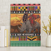 Kenya Safari Christmas Canvas Wall Art Black Santa Riding Rhinoceros - Heri ya Krismasi - Wonder Print Shop