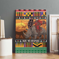 Kenya Safari Christmas Canvas Wall Art Black Santa Riding Rhinoceros - Heri ya Krismasi - Wonder Print Shop