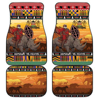 Kenya Safari Christmas Car Mats Black Santa Riding Rhinoceros - Heri ya Krismasi - Wonder Print Shop