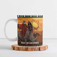 Kenya Safari Christmas Ceramic Mug Black Santa Riding Rhinoceros - Heri ya Krismasi - Wonder Print Shop