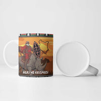 Kenya Safari Christmas Ceramic Mug Black Santa Riding Rhinoceros - Heri ya Krismasi - Wonder Print Shop