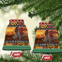 Kenya Safari Christmas Ceramic Ornament Black Santa Riding Rhinoceros - Heri ya Krismasi - Wonder Print Shop