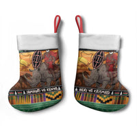 Kenya Safari Christmas Stocking Black Santa Riding Rhinoceros - Heri ya Krismasi - Wonder Print Shop