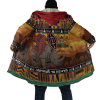 Kenya Safari Christmas Cloak Black Santa Riding Rhinoceros - Heri ya Krismasi - Wonder Print Shop