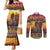 Kenya Safari Christmas Couples Matching Mermaid Dress and Long Sleeve Button Shirt Black Santa Riding Rhinoceros - Heri ya Krismasi - Wonder Print Shop