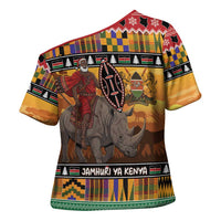 Kenya Safari Christmas Cross Shoulder Shirt Black Santa Riding Rhinoceros - Heri ya Krismasi - Wonder Print Shop
