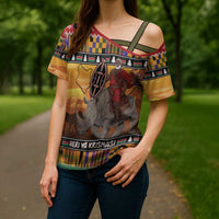 Kenya Safari Christmas Cross Shoulder Shirt Black Santa Riding Rhinoceros - Heri ya Krismasi - Wonder Print Shop