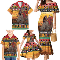 Kenya Safari Christmas Family Matching Mermaid Dress and Hawaiian Shirt Black Santa Riding Rhinoceros - Heri ya Krismasi - Wonder Print Shop
