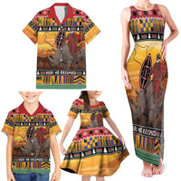 Kenya Safari Christmas Family Matching Tank Maxi Dress and Hawaiian Shirt Black Santa Riding Rhinoceros - Heri ya Krismasi - Wonder Print Shop