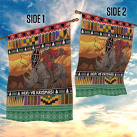 Kenya Safari Christmas Garden Flag Black Santa Riding Rhinoceros - Heri ya Krismasi - Wonder Print Shop