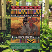 Kenya Safari Christmas Garden Flag Black Santa Riding Rhinoceros - Heri ya Krismasi - Wonder Print Shop