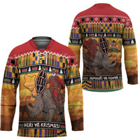 Kenya Safari Christmas Hockey Jersey Black Santa Riding Rhinoceros - Heri ya Krismasi - Wonder Print Shop
