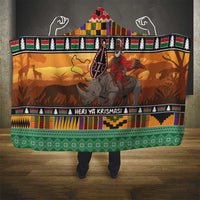 Kenya Safari Christmas Hooded Blanket Black Santa Riding Rhinoceros - Heri ya Krismasi - Wonder Print Shop