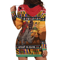 Kenya Safari Christmas Hoodie Dress Black Santa Riding Rhinoceros - Heri ya Krismasi - Wonder Print Shop
