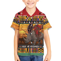 Kenya Safari Christmas Kid Hawaiian Shirt Black Santa Riding Rhinoceros - Heri ya Krismasi - Wonder Print Shop