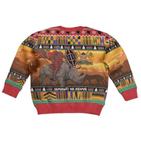 Kenya Safari Christmas Kid Ugly Christmas Sweater Black Santa Riding Rhinoceros - Heri ya Krismasi - Wonder Print Shop