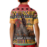 Kenya Safari Christmas Kid Polo Shirt Black Santa Riding Rhinoceros - Heri ya Krismasi - Wonder Print Shop