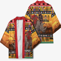 Kenya Safari Christmas Kimono Black Santa Riding Rhinoceros - Heri ya Krismasi - Wonder Print Shop