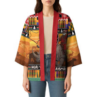 Kenya Safari Christmas Kimono Black Santa Riding Rhinoceros - Heri ya Krismasi - Wonder Print Shop