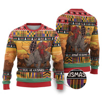 Kenya Safari Christmas Ugly Christmas Sweater Black Santa Riding Rhinoceros - Heri ya Krismasi - Wonder Print Shop