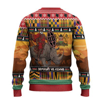 Kenya Safari Christmas Ugly Christmas Sweater Black Santa Riding Rhinoceros - Heri ya Krismasi - Wonder Print Shop