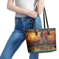 Kenya Safari Christmas Leather Tote Bag Black Santa Riding Rhinoceros - Heri ya Krismasi - Wonder Print Shop