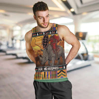 Kenya Safari Christmas Men Tank Top Black Santa Riding Rhinoceros - Heri ya Krismasi - Wonder Print Shop