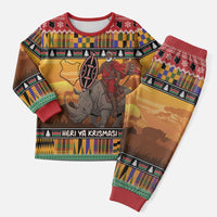 Kenya Safari Christmas Pajama Set Black Santa Riding Rhinoceros - Heri ya Krismasi - Wonder Print Shop