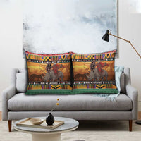 Kenya Safari Christmas Pillow Cover Black Santa Riding Rhinoceros - Heri ya Krismasi - Wonder Print Shop